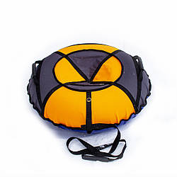 Тюбінг надувні санки ватрушка d 120 см серія Прокат Посилена Оранжево - Сірого кольору для дітей і дорослих