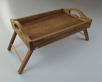 Столик для сніданку дерев'яний складаний деревина дуб 42 см * 27 см, висота на ніжках 22 см.