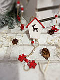 Новорічна дерев'яна підвіска "Будиночок-шпаківня", довжина 35 см, фото 2