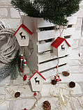 Новорічна дерев'яна підвіска "Будиночок-шпаківня", довжина 35 см, фото 4
