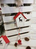 Новорічна дерев'яна підвіска "Будиночок-шпаківня", довжина 35 см, фото 3
