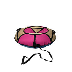 Тюбінг надувні санки ватрушка d 120 см серія Прокат Посилена Рожево - Молочного кольору для дітей і дорослих