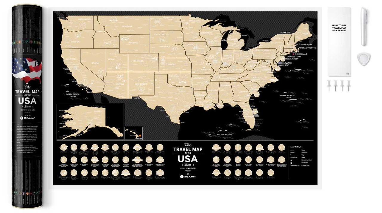 Скретч Карта Travel Map® USA Black - фото 2 - id-p1260010187