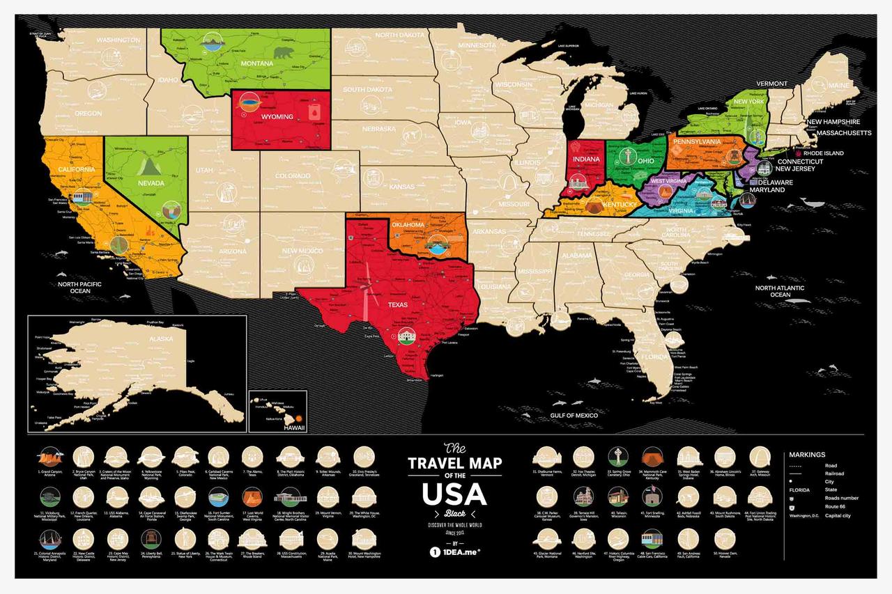 Скретч Карта Travel Map® USA Black - фото 7 - id-p1260010187