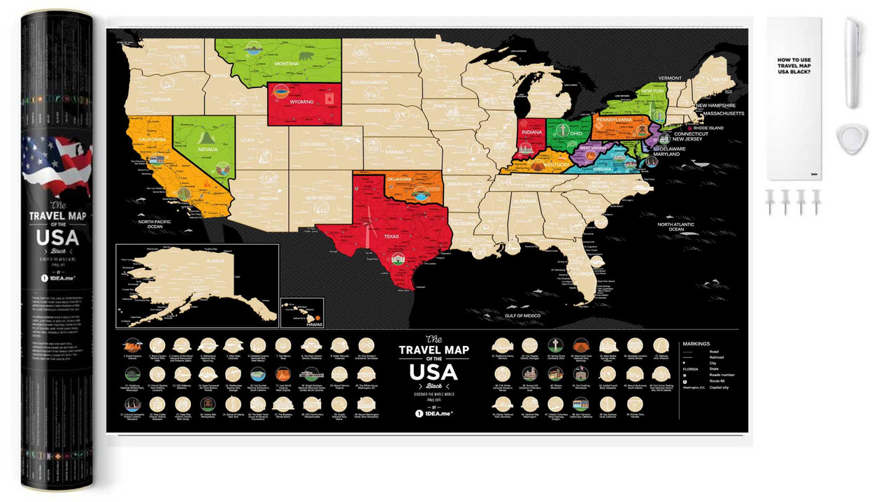 Скретч Карта Travel Map® USA Black - фото 1 - id-p1260010187