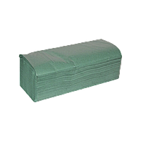 Полотенце зеленое бумажное однослойное V-образное, 160 шт/уп