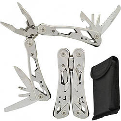 Пласкогубці Мультитул туристичний 10в1 з чохлом / Багатофункціональні плоскогубці складні / Брелок-мультитул :