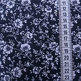 Бязь, бавовна з білими маками на чорному, ш. 160 см, фото 3