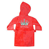 Теплый детский халат для девочки Корона велсофт Красный