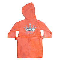 Теплый детский халат для девочки Корона велсофт Оранжевый