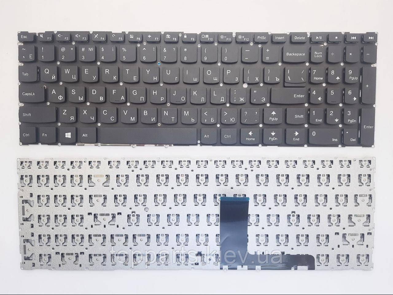 Клавіатура для ноутбуків Lenovo IdeaPad 310-15, 510-15, V110-15 Series чорна без рамки RU/US