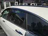 Дефлектори вікон із хром молдингом, вітровики Honda CR-V 2007-2012 (Autoclover D955), фото 4