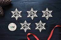 Новогодние снежинки из дерева с вашим логотипом под заказ, подарки на корпоратив сотрудникам