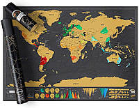 Скретч Карта Мира Черное золото Travel Map World Black and gold