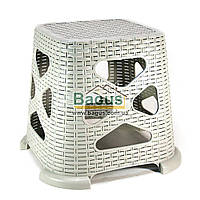 Табурет пластиковий ротанг 40х40х35 см сірий Kastamonuplastik (Туреччина) KM-0735-1