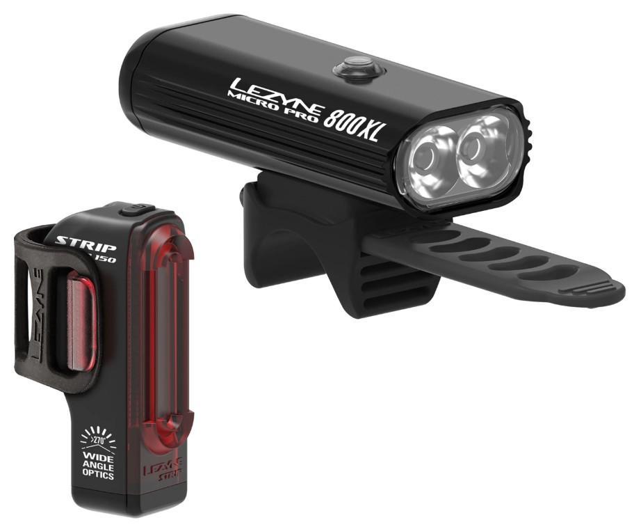 Комплект світла LEZYNE MICRO PRO 800XL / STRIP PAIR чорний 800/150 люменів Y13
