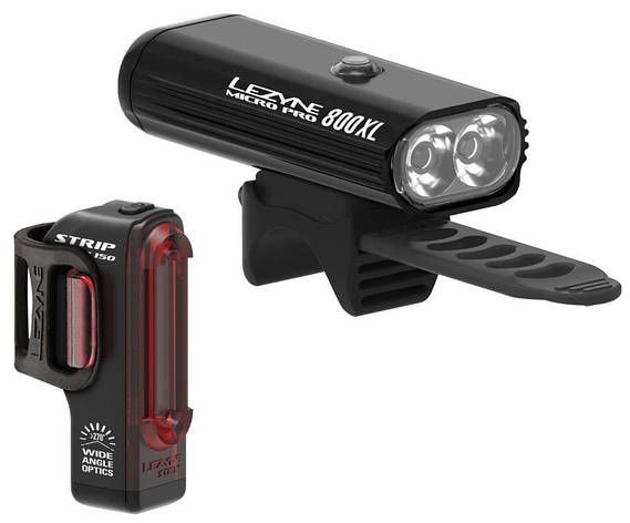 Комплект світла LEZYNE MICRO PRO 800XL / STRIP PAIR чорний 800/150 люменів Y13, фото 1