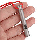 Свисток аварійний титановий EDC кишеньковий туристичний зі світловідбивним шнурком, фото 9