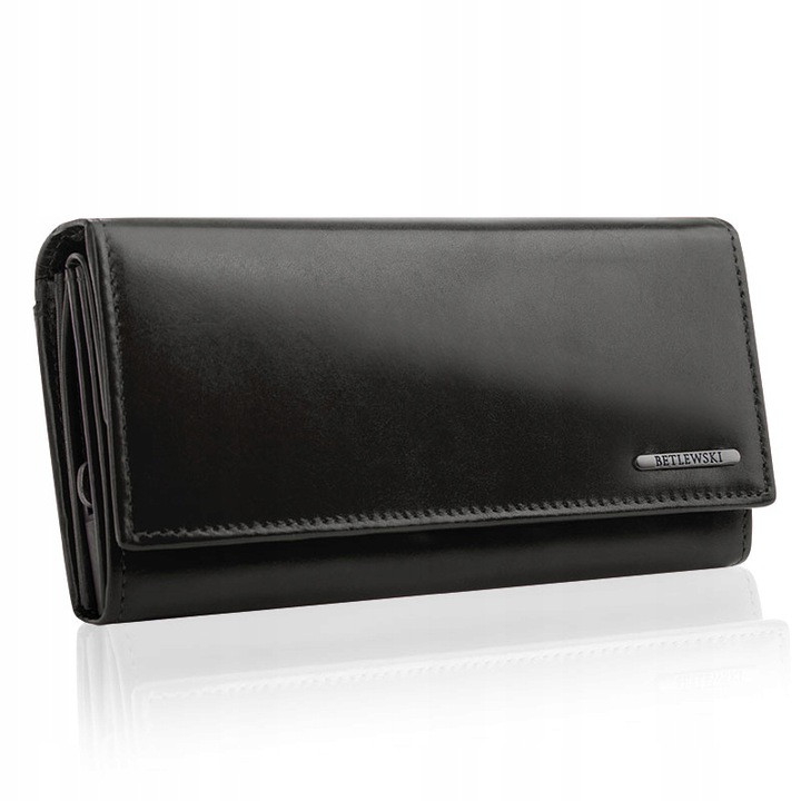 Жіночий шкіряний гаманець Betlewski з RFID 17,7 х 9 х 4 (BPD-VTC-12) - чорний
