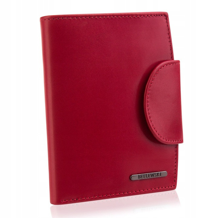 Жіночий шкіряний гаманець Betlewski з RFID 10,5 х 12,8 х 2,2 (BPD-VTC-319) - червоний