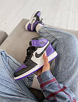 Женские кроссовки Nike Air Jordan 1 Retro High Фиолетовые люкс