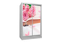 Шафа купе 2Д дводверна Квіти 19, вибір розміру, кольору корпусу та малюнка, фото 3