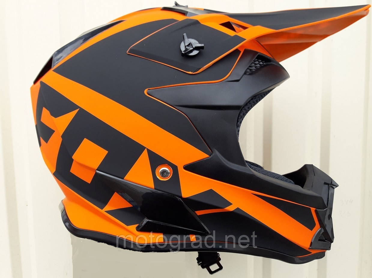 Кросовий мото шолом Fox Orang Black mat Enduro ATV face protection, фото 1
