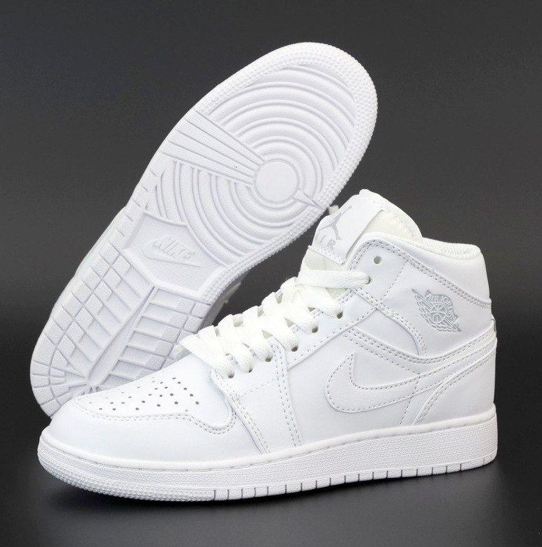 Жіночі кросівки Nike Jordan 1 White білі осінь-весна повсякденні. Живе фото. топ, фото 1