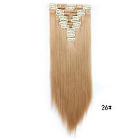 Накладные волосы трессы на 12 прядей ровные 60 см.цвет пшенично золотистый блонд блонд