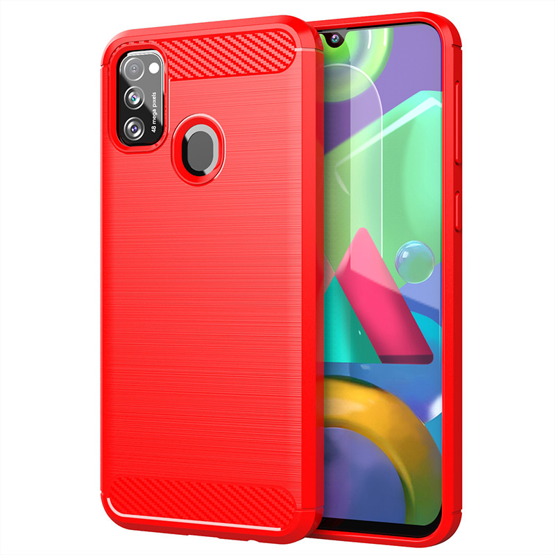 Чохол TPU Carbon Fiber Case для Samsung Galaxy M30s M307 червоний