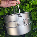 Титановий набір посуду туристичний казанок 2800 мл та сковорідка з титану 1100 мл Lixada Titanium POT-2800, фото 7