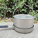 Титановий набір посуду туристичний казанок 2800 мл та сковорідка з титану 1100 мл Lixada Titanium POT-2800, фото 10