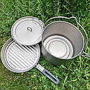 Титановий набір посуду туристичний казанок 2800 мл та сковорідка з титану 1100 мл Lixada Titanium POT-2800, фото 9