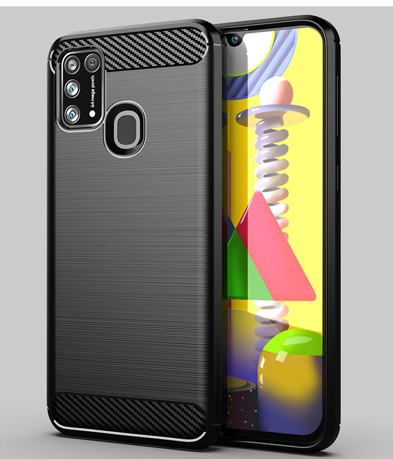 Чохол TPU Carbon Fiber Case для Samsung Galaxy M21 M215 чорний