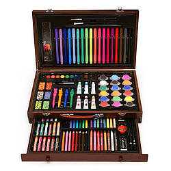 Дитячий набір для творчості і малювання 123 предмета Набір художника в дерев'яному валізці Mega Art Set