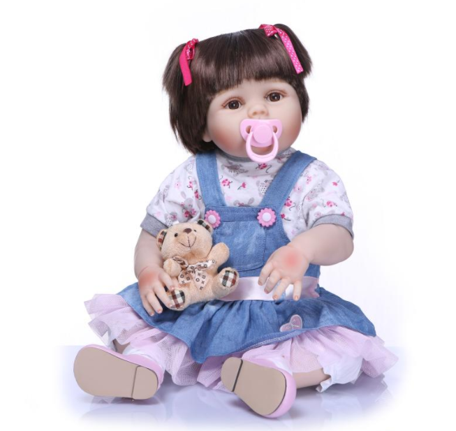 Лялька реборн Alysi темноволоса дівчинка 57см. (UR;LP)