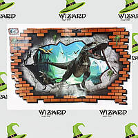 Інтер'єрна наклейка 3D Динозавр крізь стіну 60х90см