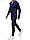 Чоловічий спортивний костюм стильний демісезонний із бавовни на блискавці синього кольору, фото 6