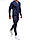 Чоловічий спортивний костюм стильний демісезонний із бавовни на блискавці синього кольору, фото 3