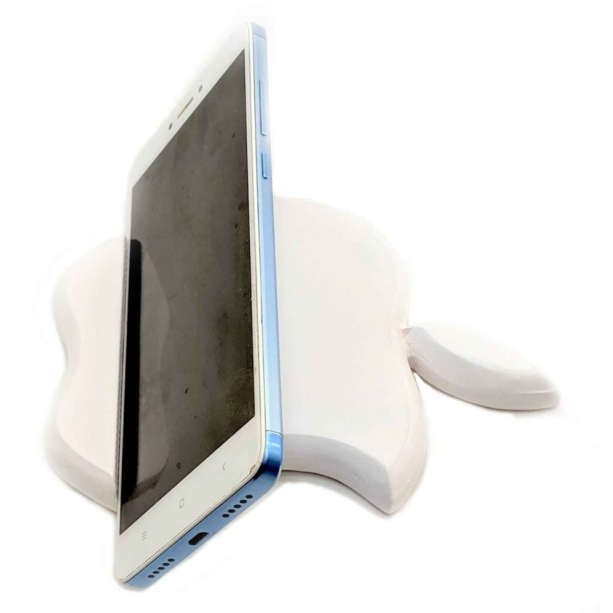 Підставка для мобільного телефону дерев'яна біла Яблуко, фото 1