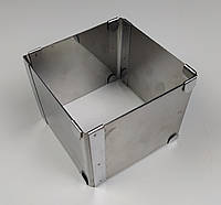 Кондитерская раздвижная форма для выпечки квадратная нержавеющая сталь 10см*10см, В - 8.5см.