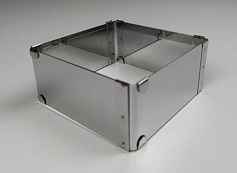 Кондитерська розсувна форма для випічки квадратна | нержавіюча сталь | 10×10 см | висота 4.9 см | розсувається до 18×18 см