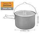Казанок титановий для походу туризму та кемпінгу каструля з титану Lixada Titanium POT-2800, фото 4