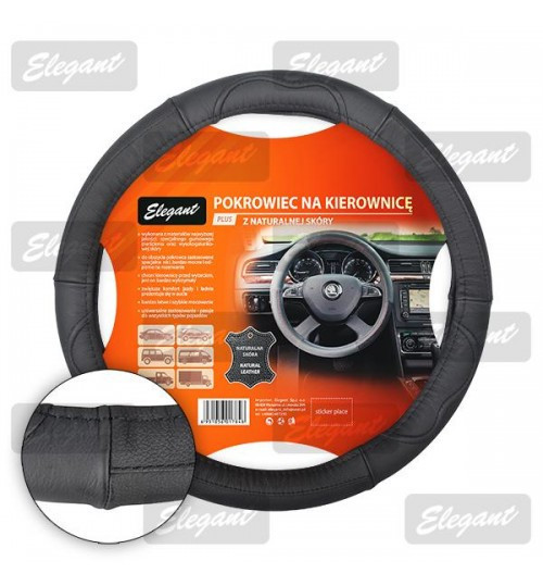 Чохол на кермо ШКІРА L (39-40 см) чорний Elegant 105652, фото 1