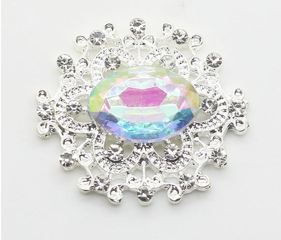 Камінь в сріблястій ажурній оправі 24*26 мм хамелеон срібло, фото 1