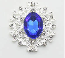 Камінь в сріблястій ажурній оправі  24*26 мм електрик синій