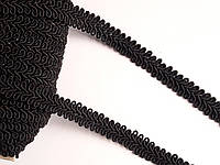 Тесьма декоративная шубная шанель, Тасьма шубна косичка на метраж 1,3 см. Чорна