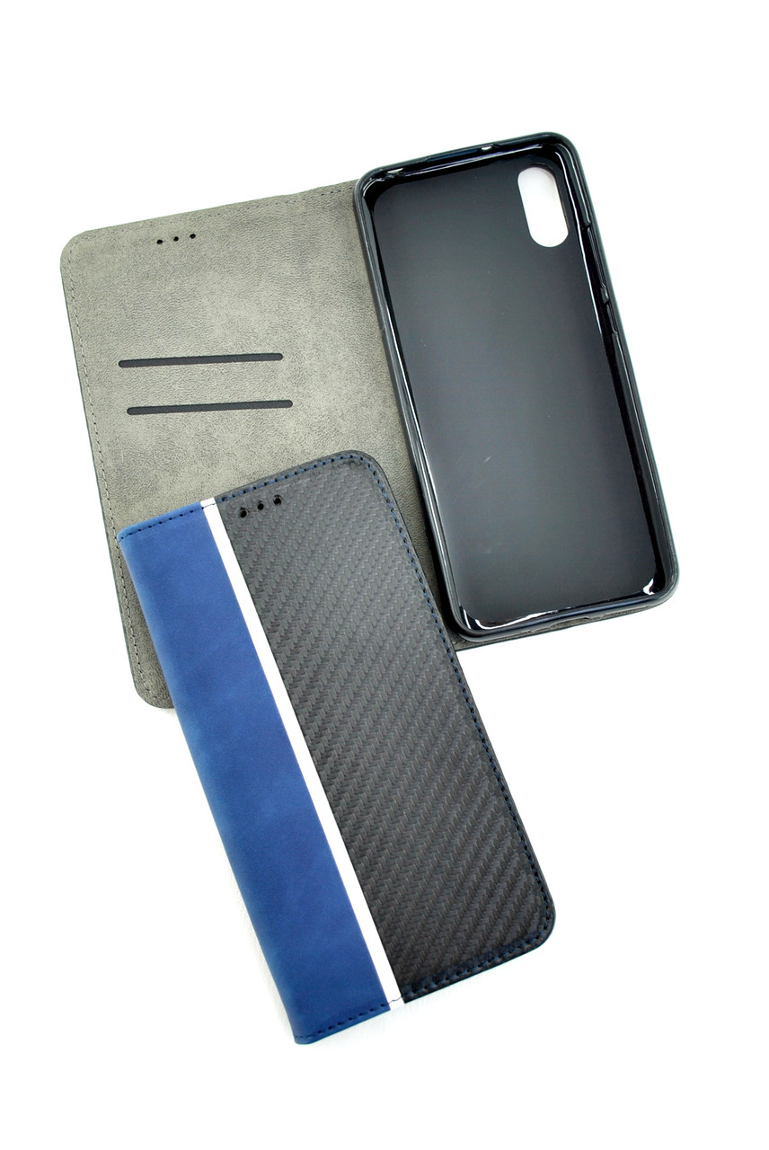 Чохол-книжка для телефону Huawei P40 Lite / Nova 7SE Carbon Dark Blue / black (4you)