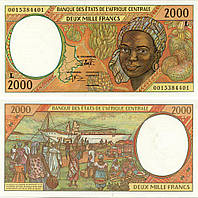Центральная Африка 2000 франков 2000 L Габон UNC (P403Lg)