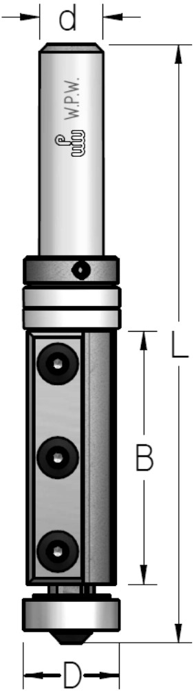Кромочная Фреза WPW D19 B50 d12, змінні ножі, верхній і нижній підшипник (FPM1922)